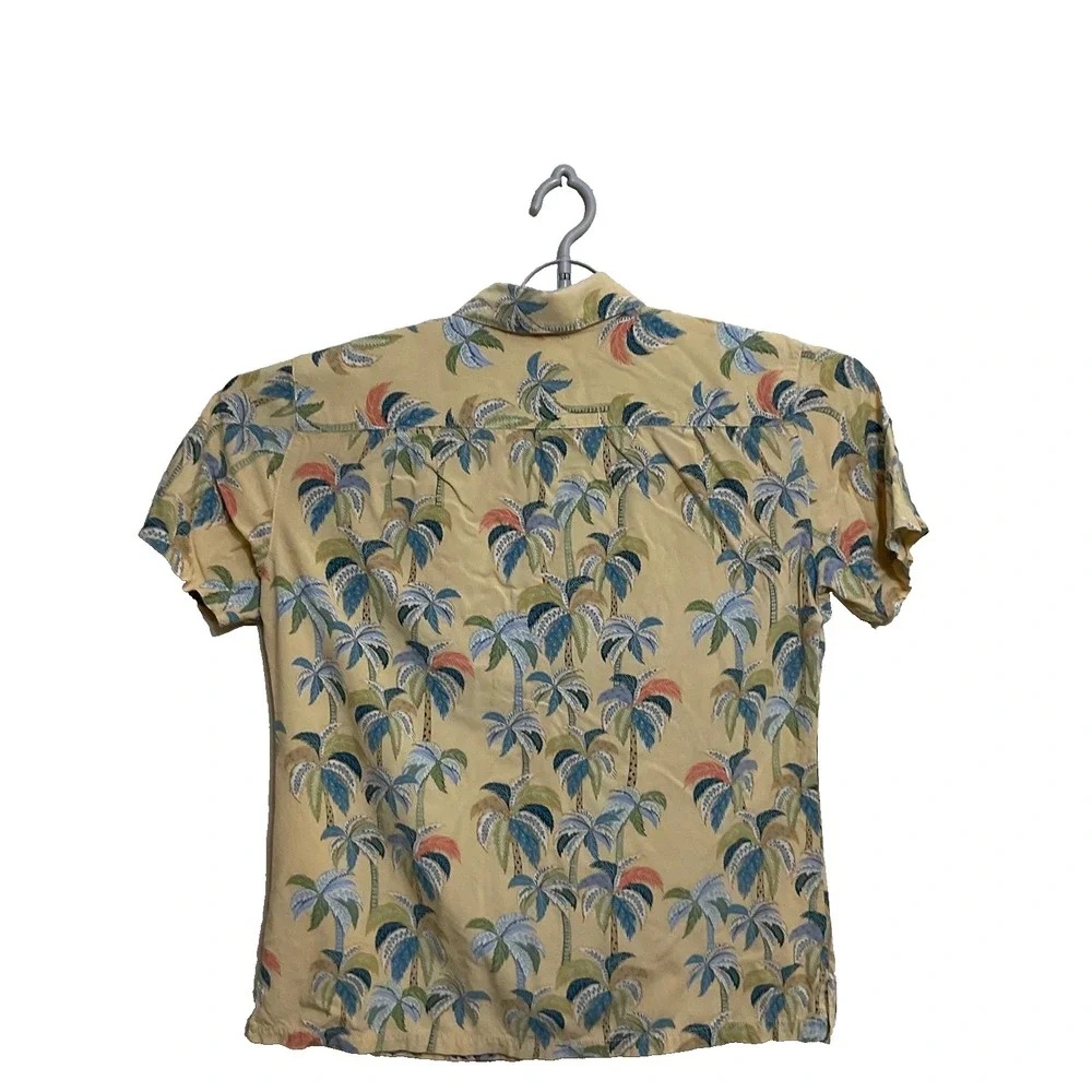 Tori Richard men's shir Hawaiian palm tree print viscose beige short-sleeve M - Picture 10 of 13
